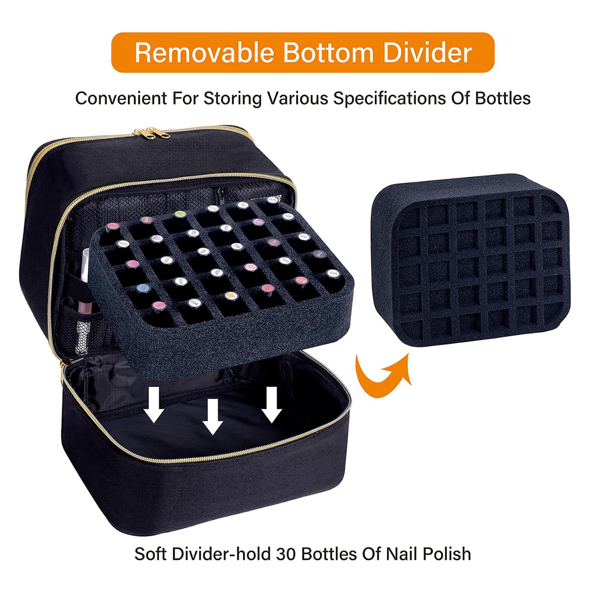 UOZL Nail Polish Organizer soft interior padding protects bottles during transport