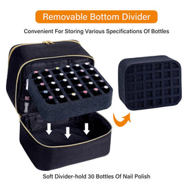 UOZL Nail Polish Organizer soft interior padding protects bottles during transport