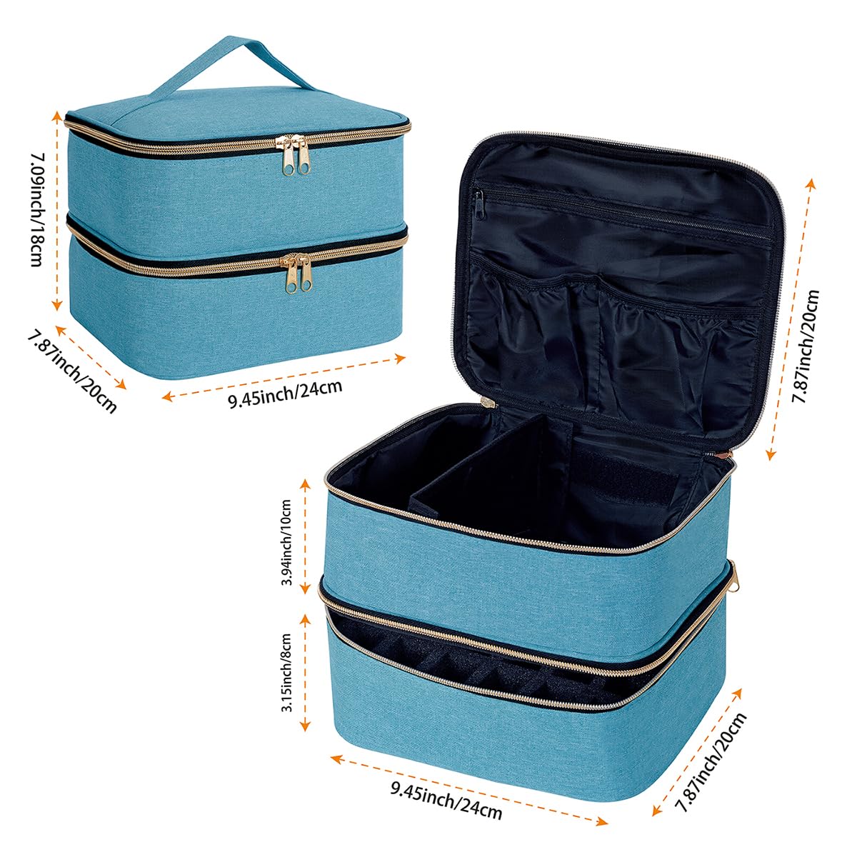 Upper layer shown with adjustable partitions keeps tools neatly separated.