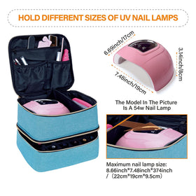 Lower layer securely holds 30 nail bottles in independent compartments.