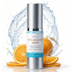 UOZXIL Total Recovery Serum bottle promotes radiant, hydrated skin