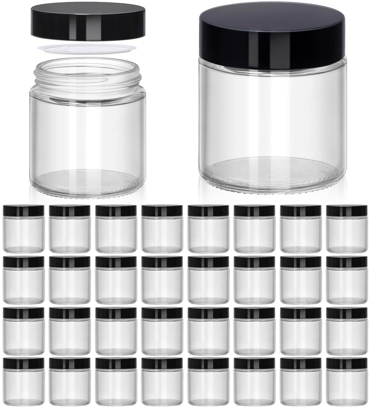 UPBUD 4oz clear glass jar with lid for travel-friendly skincare