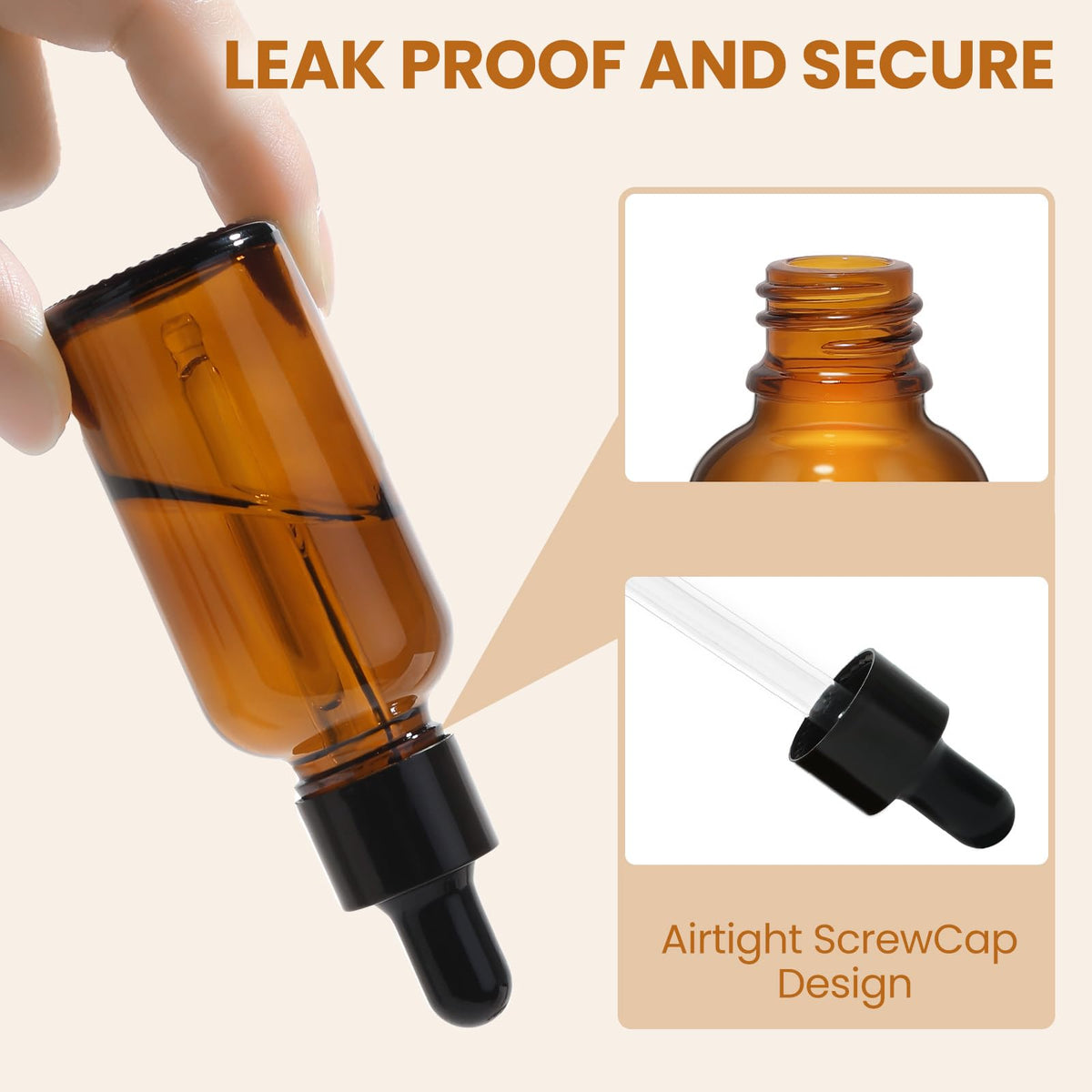 UPBUD UV-protected amber glass bottles protect contents on the go.