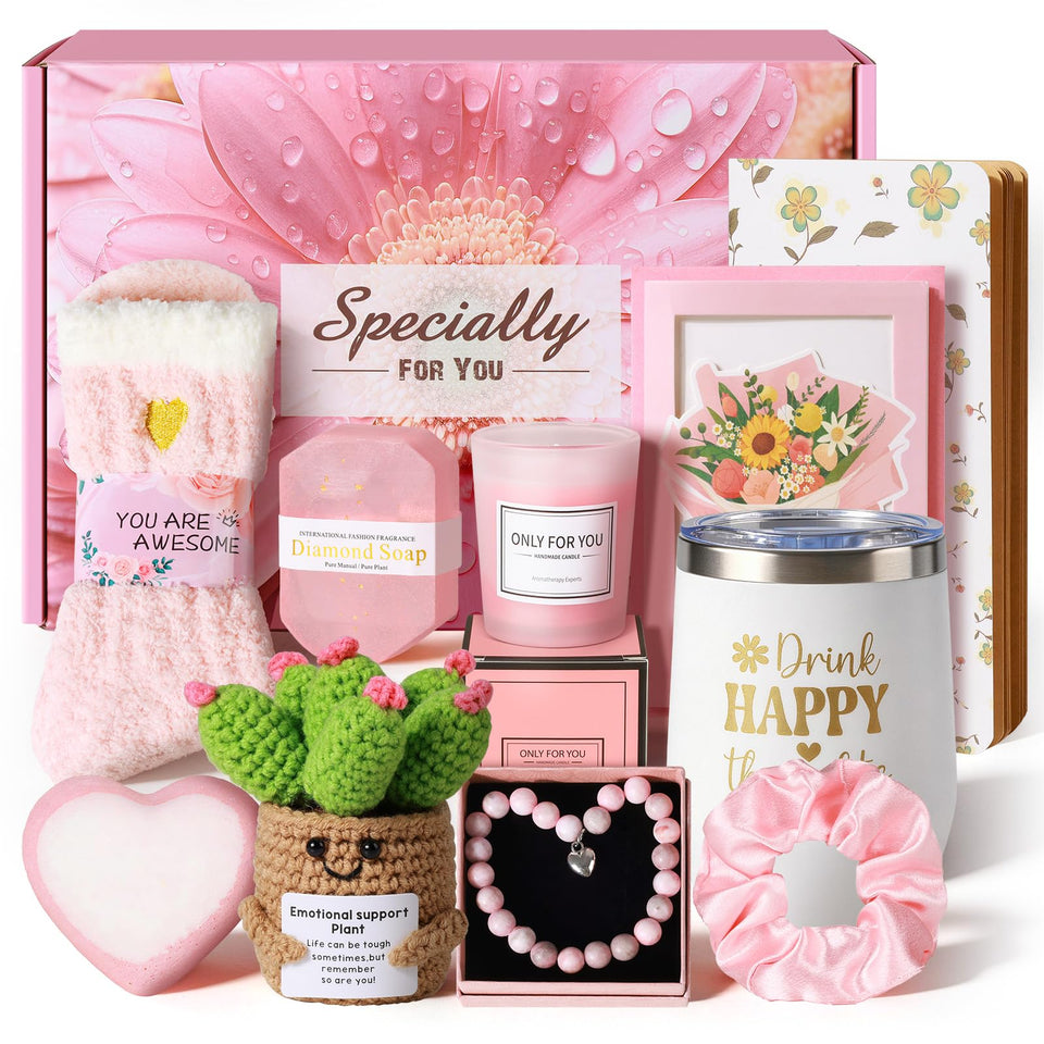 UPCERA Mother's Day basket with rose candle for cozy moments