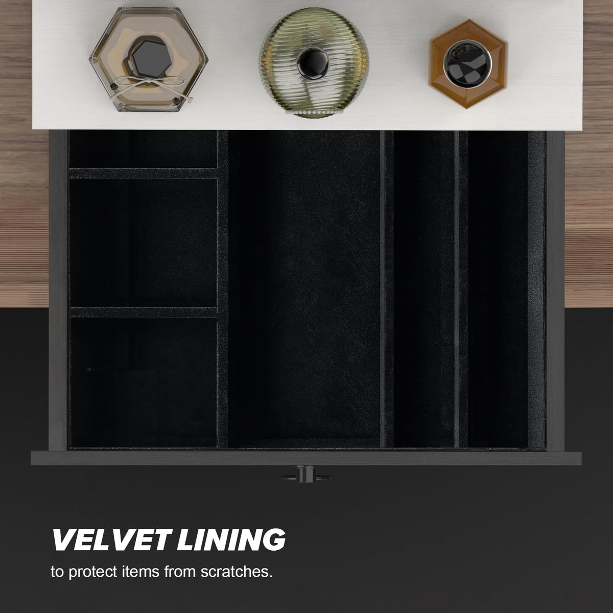 Upcessory display holder showcases perfumes neatly and makes selection easy.