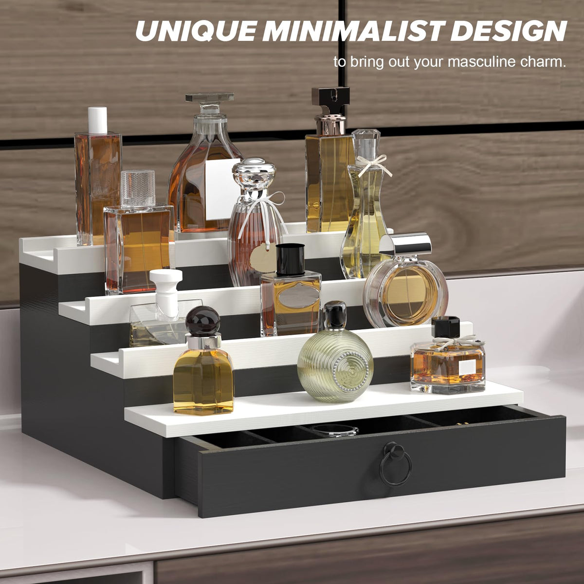 Upcessory ideal for bedroom dressers, bedside tables, or desks.