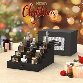 upcessory Cologne Organizer black finish complements modern home decor.