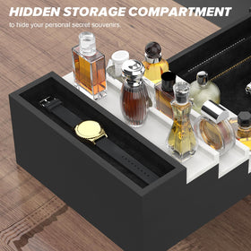 Upcessory hidden storage compartment keeps personal items discreet and secure.
