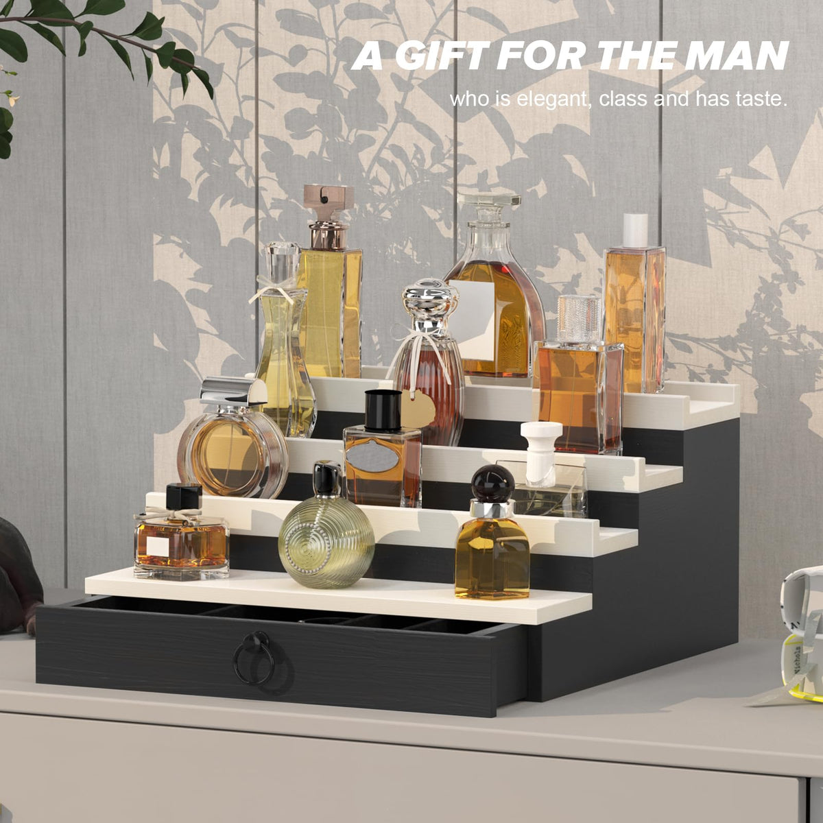 Upcessory minimalist design complements masculine decor with practical storage.