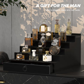 upcessory Cologne Organizer demonstrates multiple bottle display on each level.