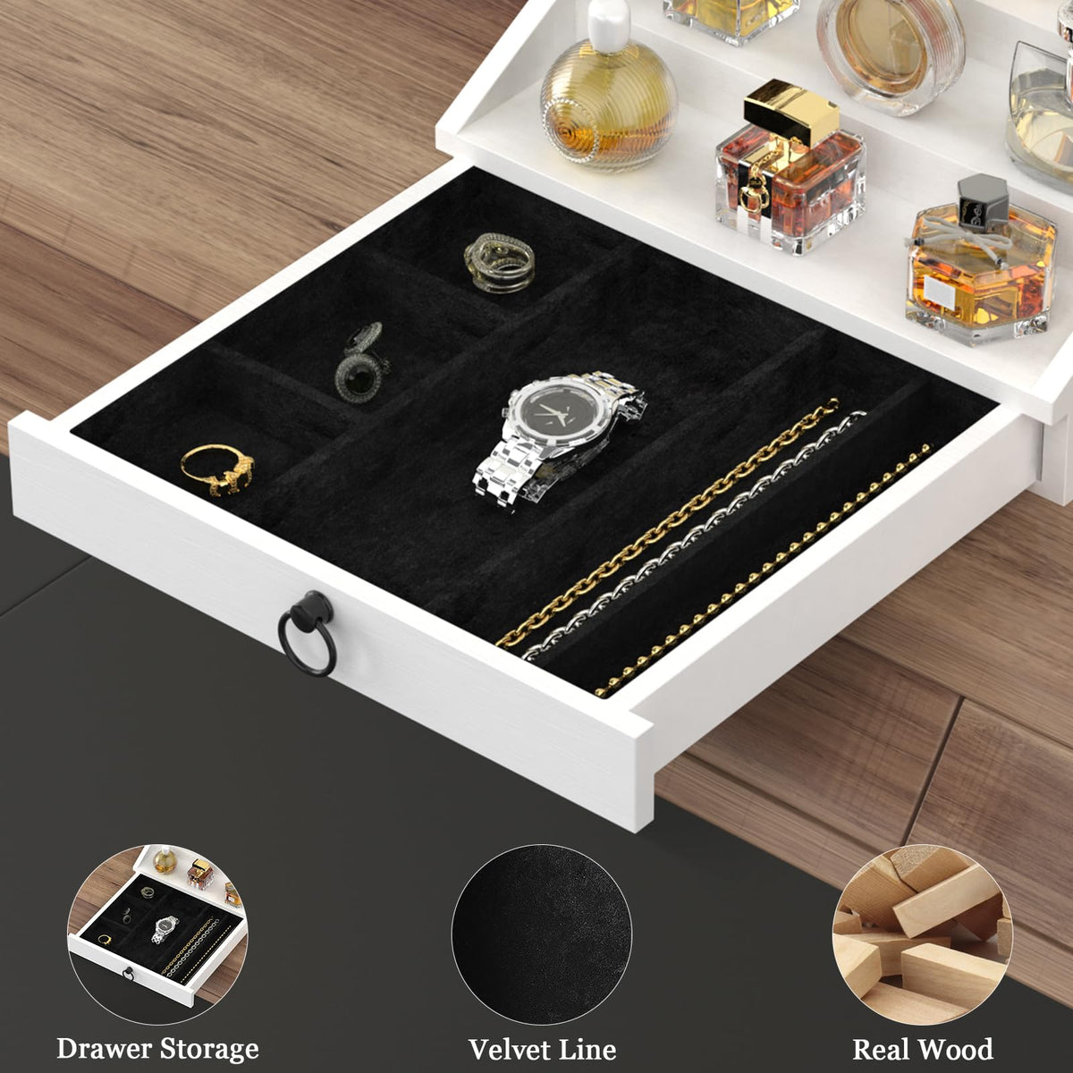 upcessory wooden cologne organizer 4-tier display keeps bottles neatly organized