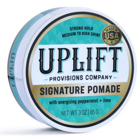 Uplift Provisions Signature Pomade jar for strong hold and easy wash-out.