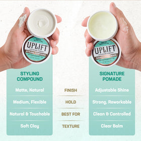 Uplift Provisions Signature Pomade waves style demonstrates flexible styling.
