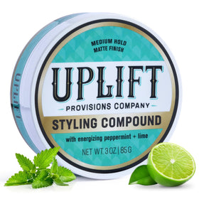 Uplift Provisions Styling Compound jar shows natural matte finish and flexible hold.