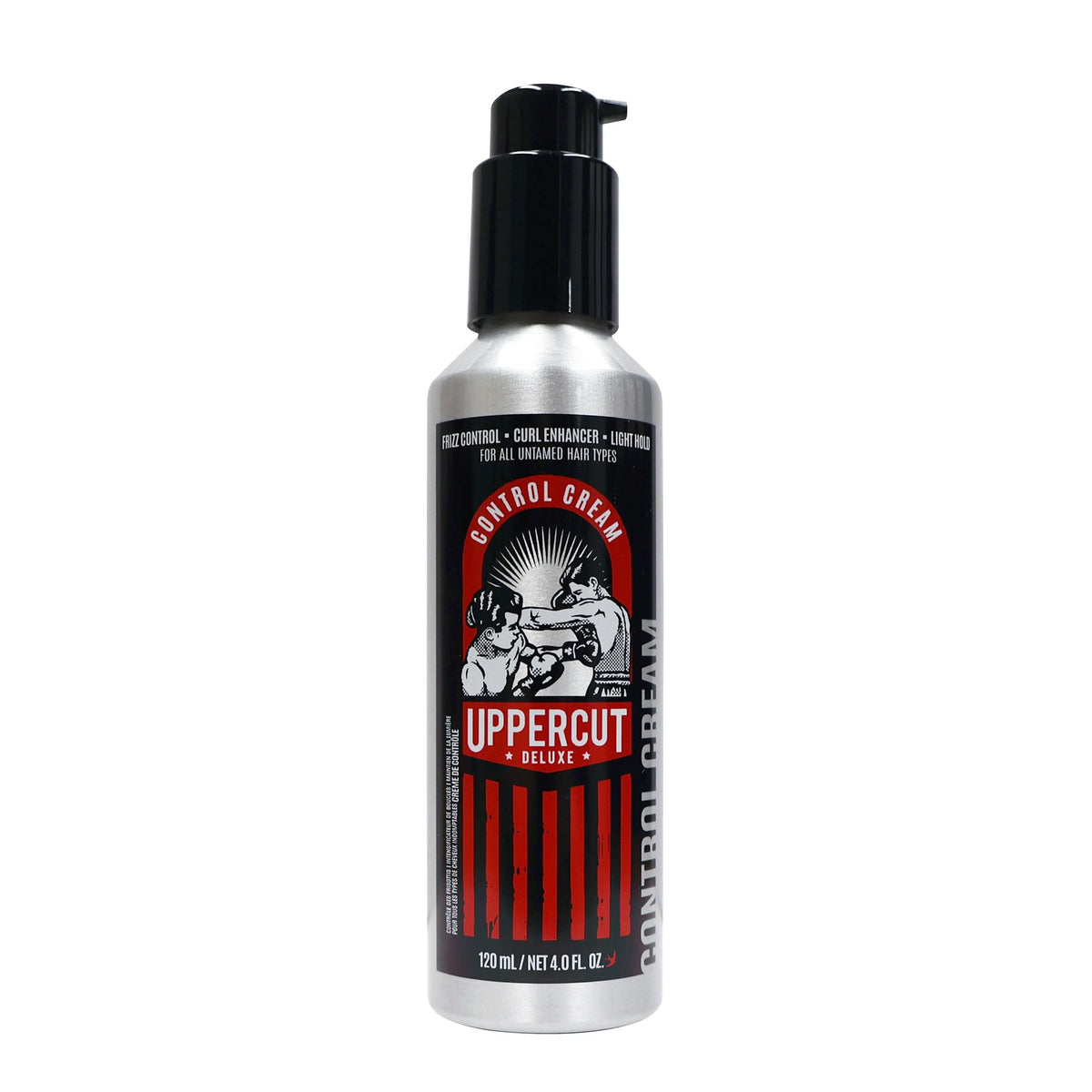 Uppercut Deluxe Control Cream bottle pour showing light hold for natural styles