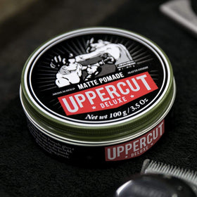 Uppercut Deluxe Matte Pomade application demonstrates smooth, even grip through hair.