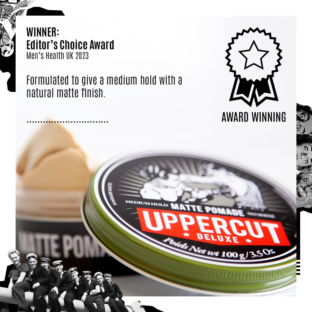 Uppercut Deluxe Matte Pomade water-based wash-out proves effortless cleansing with shampoo.