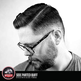 Uppercut Deluxe pomade bottle with high-shine finish for a refined grooming