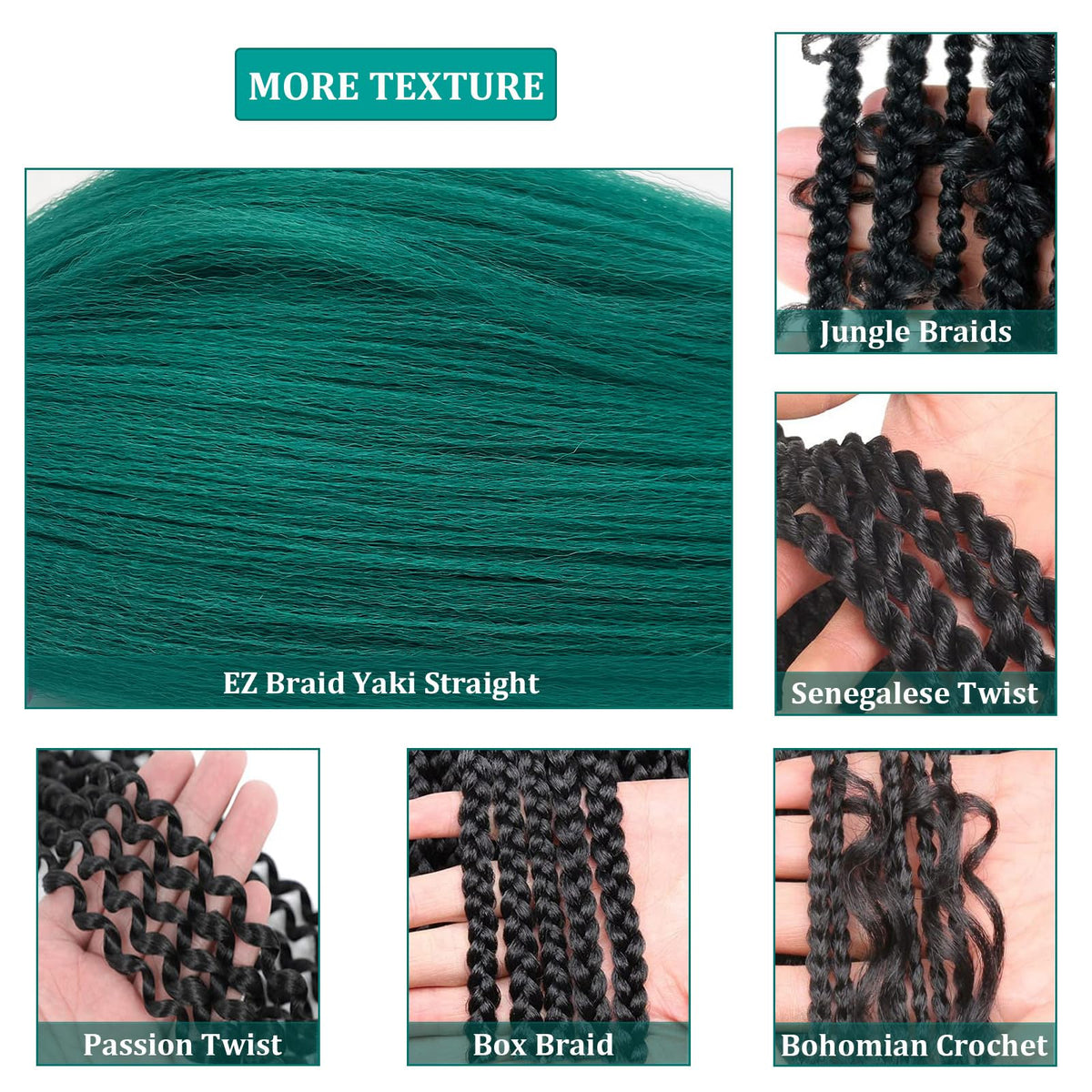UPruyo Teal knotless braiding hair close-up highlighting soft texture