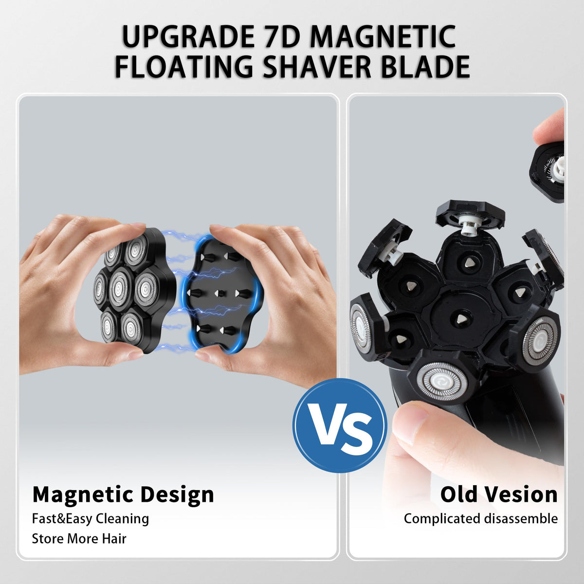 UPTARD 7D double-ring blades deliver close, smooth shaves on bald heads.