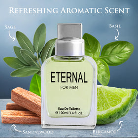 URBAN COLLECTION Eternal for Men bottle closeup, premium design signals quality.