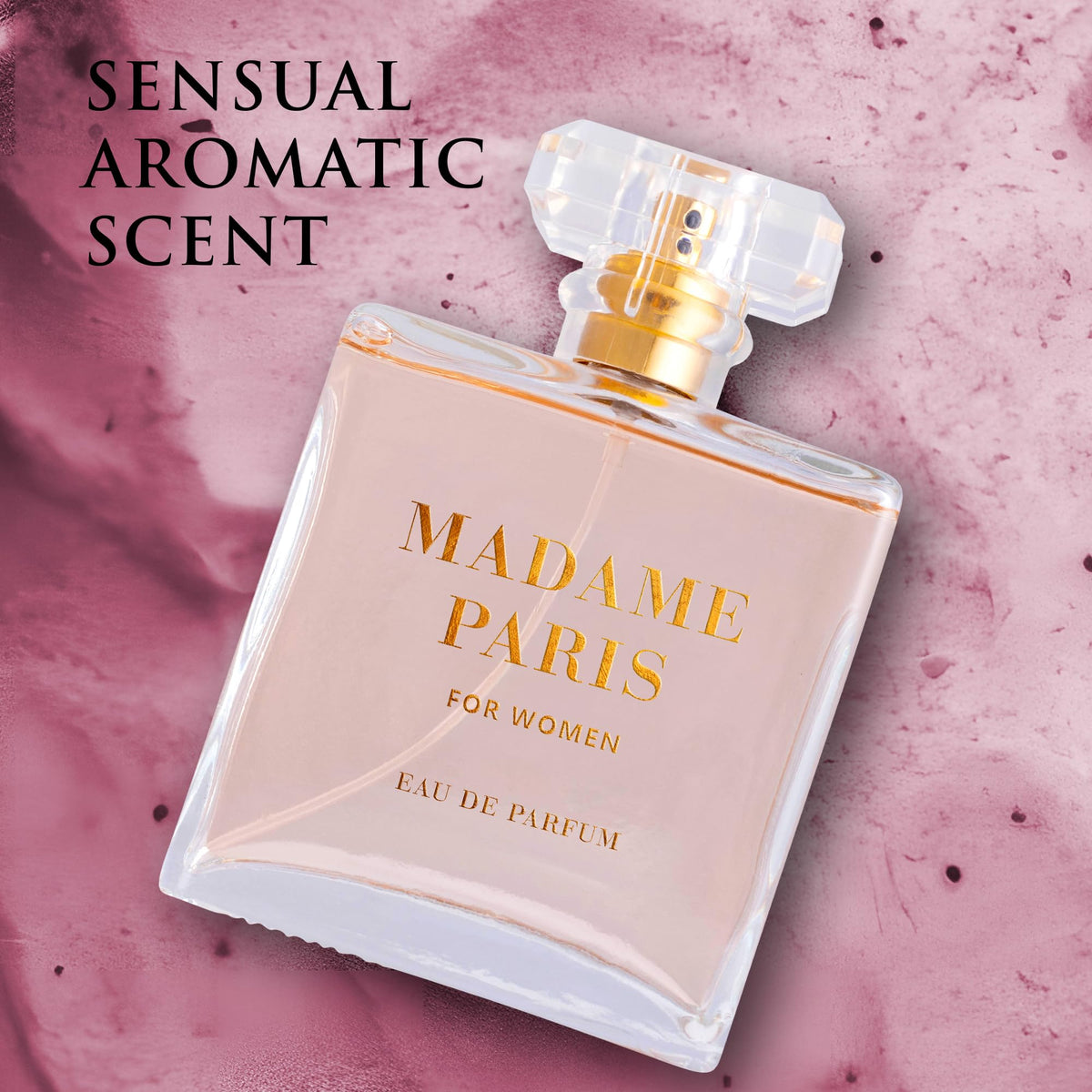 Amber-woody base impression from Madame Paris bottle for sophisticated wear