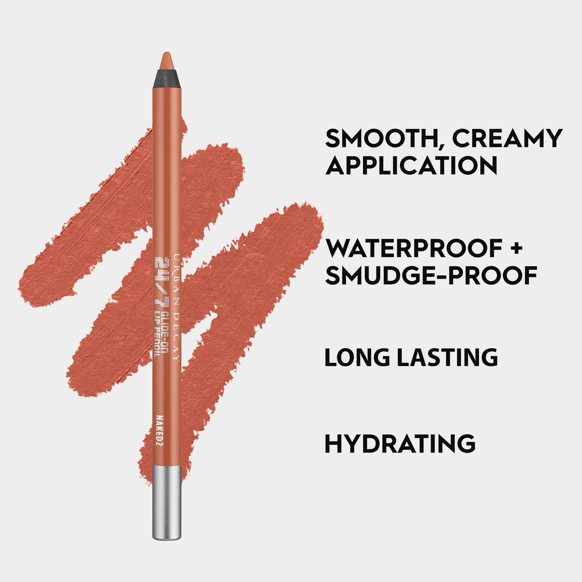 URBAN DECAY 24/7 Glide-On Lip Pencil Naked2 pencil-tip close-up for precision.
