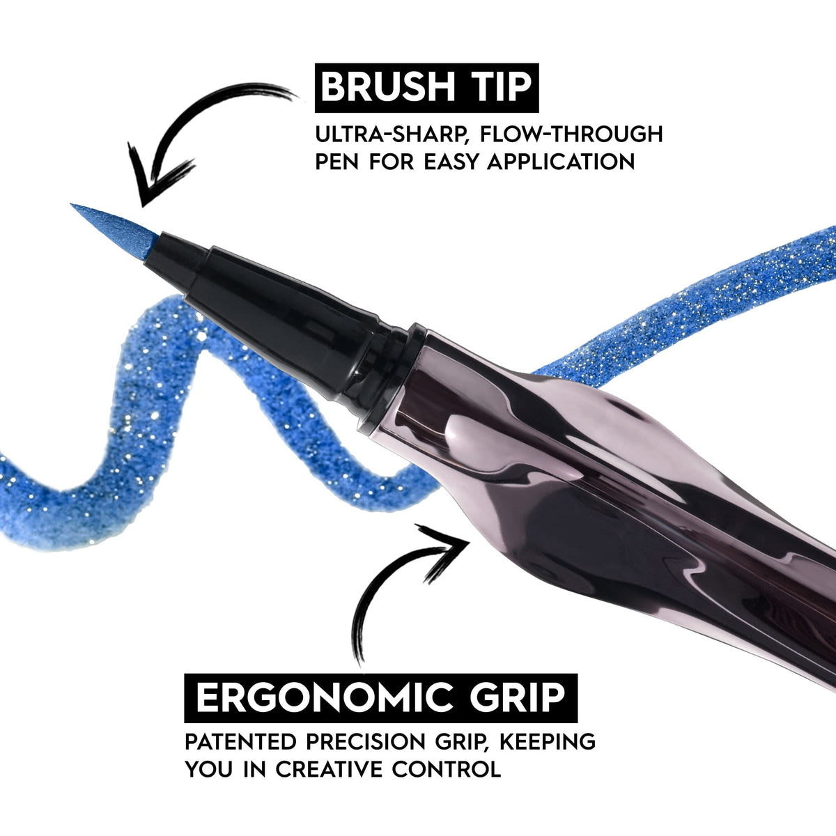 Urban Decay 24/7 Inks eye-application demonstrates smooth line with brush tip