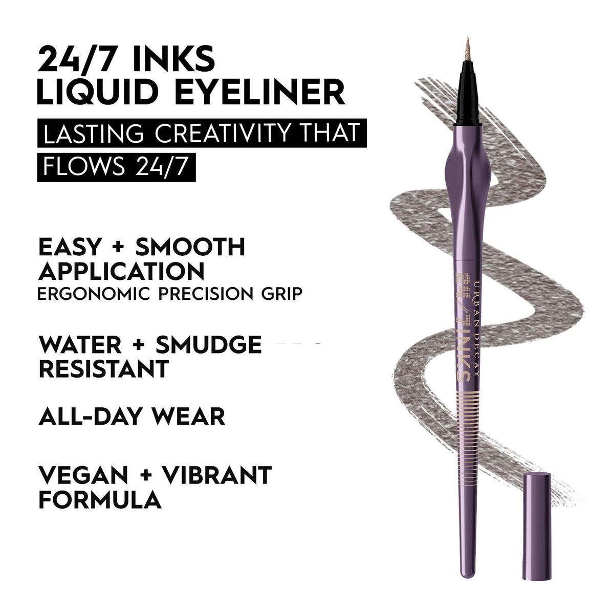 Urban Decay 24/7 Inks Oil Slick swatches reveal metallic pigment on skin