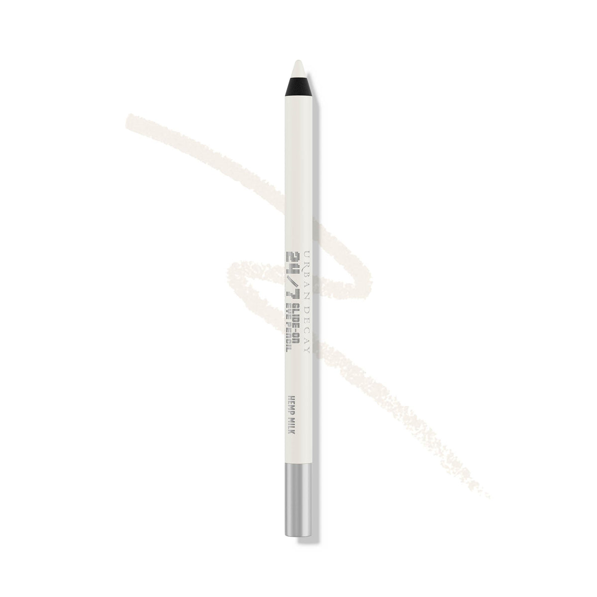 Urban Decay 24/7 Hemp Milk White eyeliner cap close-up for waterline use.