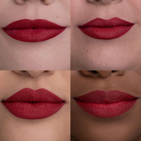 Close-up of URBAN DECAY 24/7 Lip Pencil Bad Blood priming lips for longer wear.