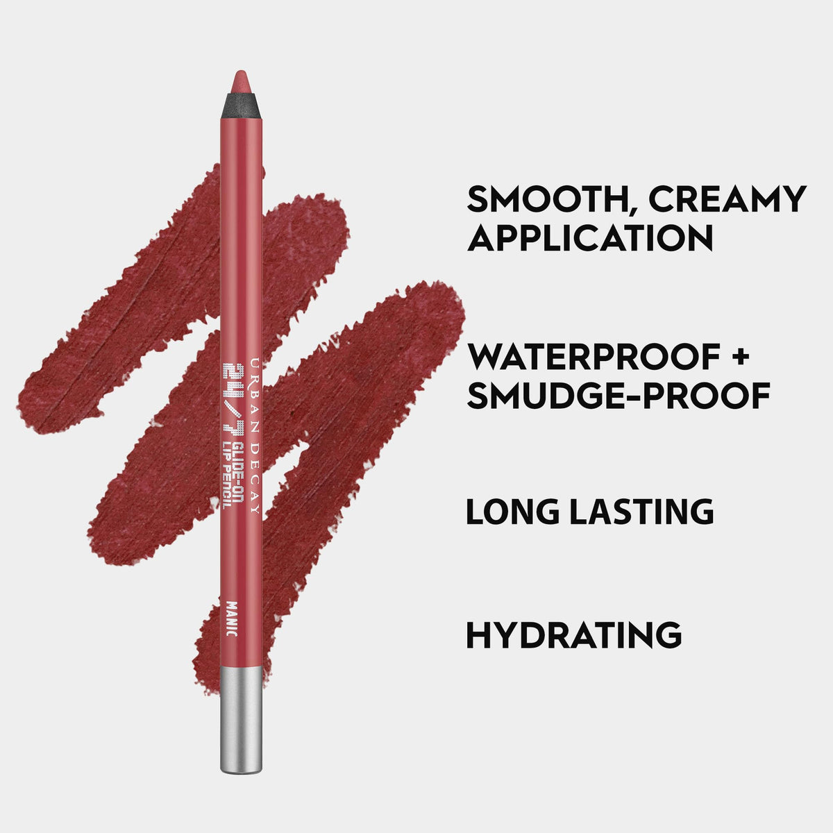 Urban Decay 24/7 Lip Pencil Manic Rosy Wine packaging close-up