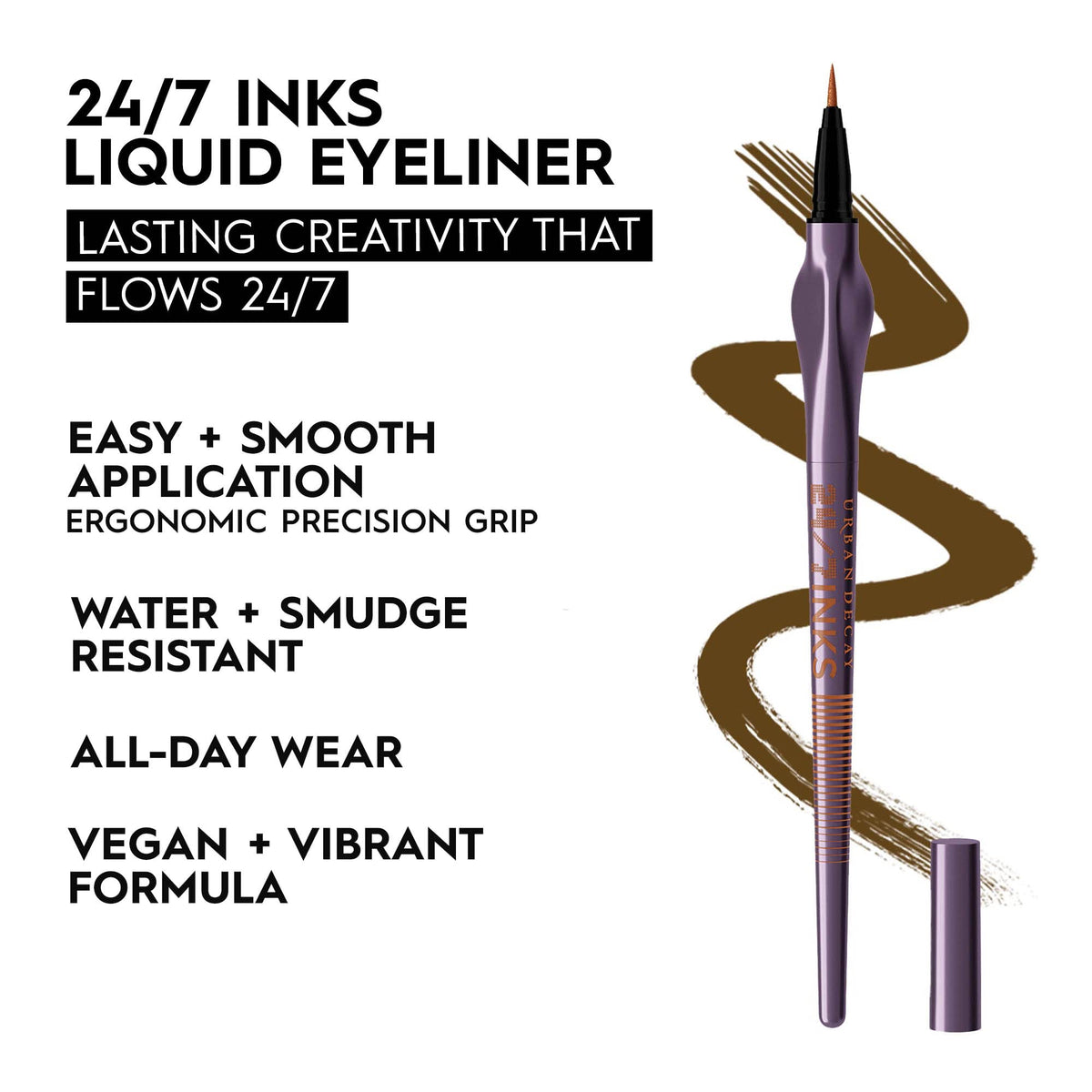 Urban Decay 24/7 Inks brush-tip close-up for smooth, precise strokes.
