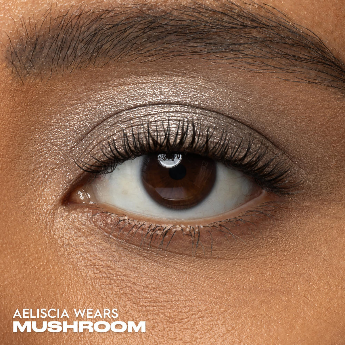 Urban Decay Mushroom swatch on skin shows gunmetal shimmer