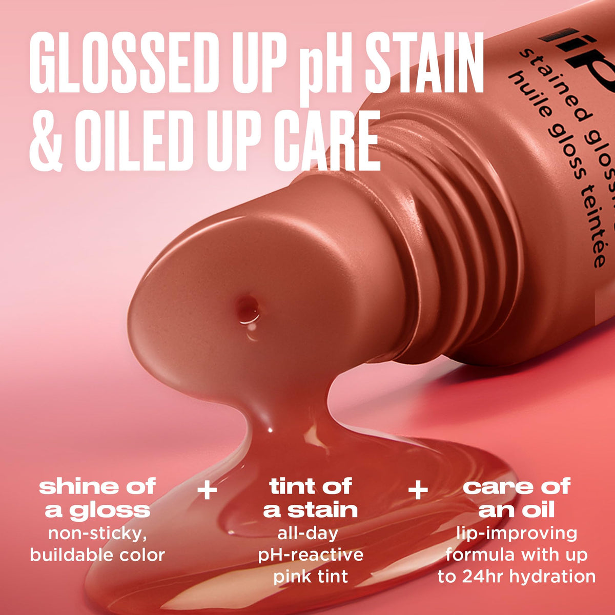 Urban Decay Lip Toy application swipe on lips for smooth gloss and color.