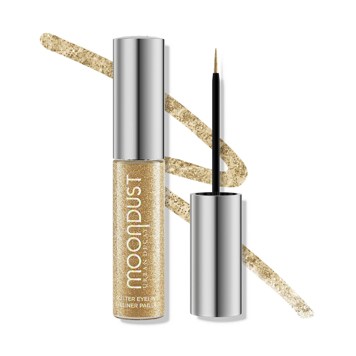 Urban Decay Moondust eyeliner in Midnight Cowboy gold glitter for precise, long-wearing sparkle.