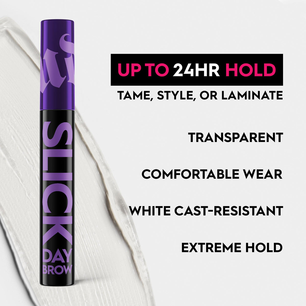 Urban Decay Slick Day flat-side shaping for controlled brow styling.