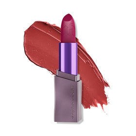 Urban Decay Vice Hydrating Lipstick Manic swatch in soft wine mauve, creamy finish.