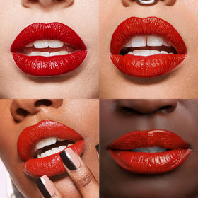 Urban Decay Vice Lip Bond Text 'Em application demonstrates creamy nude color for everyday wear.