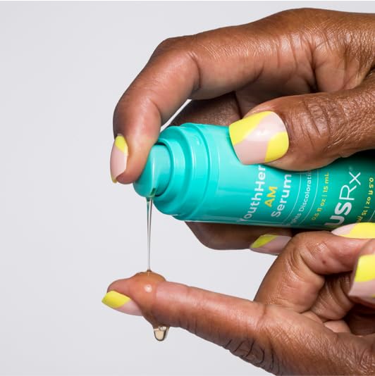 Urban Skin Rx YouthHero AM bottle shows brightening blend.