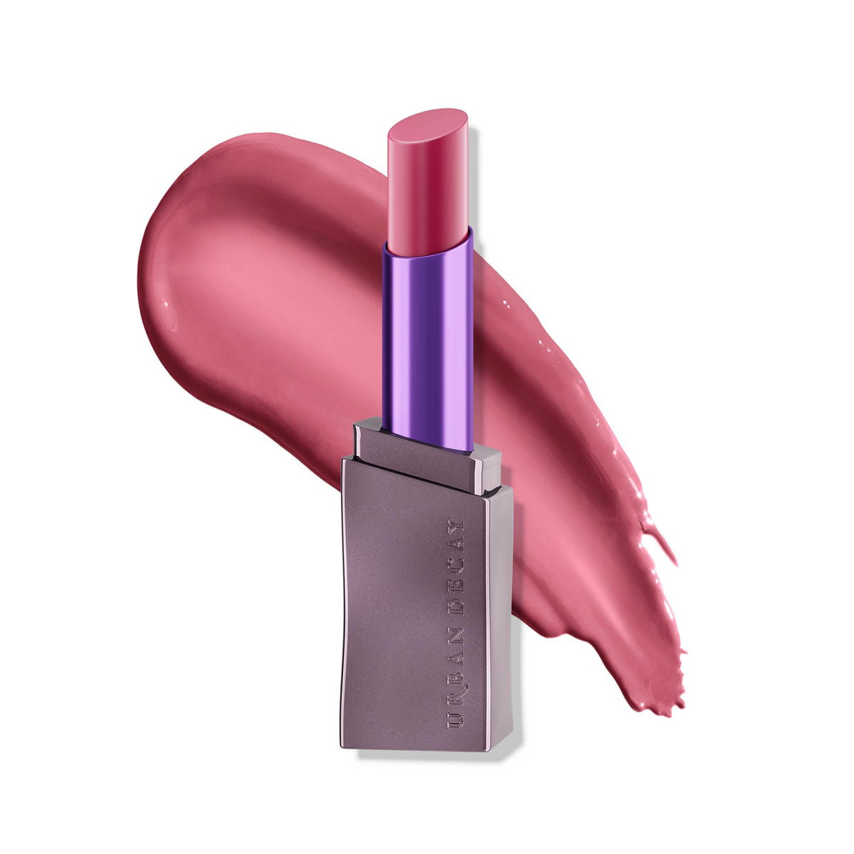 Urban Decay Vice Hydrating Lipstick in sheer mauve pink with a radiant shine for everyday wear.