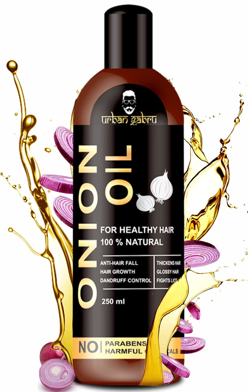 Urbangabru Onion Oil bottle for hair growth and scalp nourishment