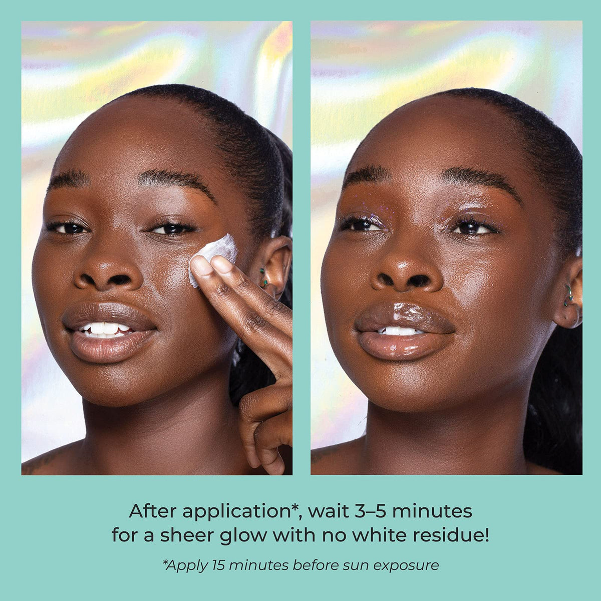 Urban Skin Rx Sheerglow applied to cheek for seamless blend