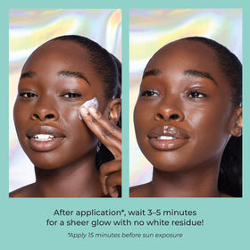Urban Skin Rx Sheerglow applied to cheek for seamless blend