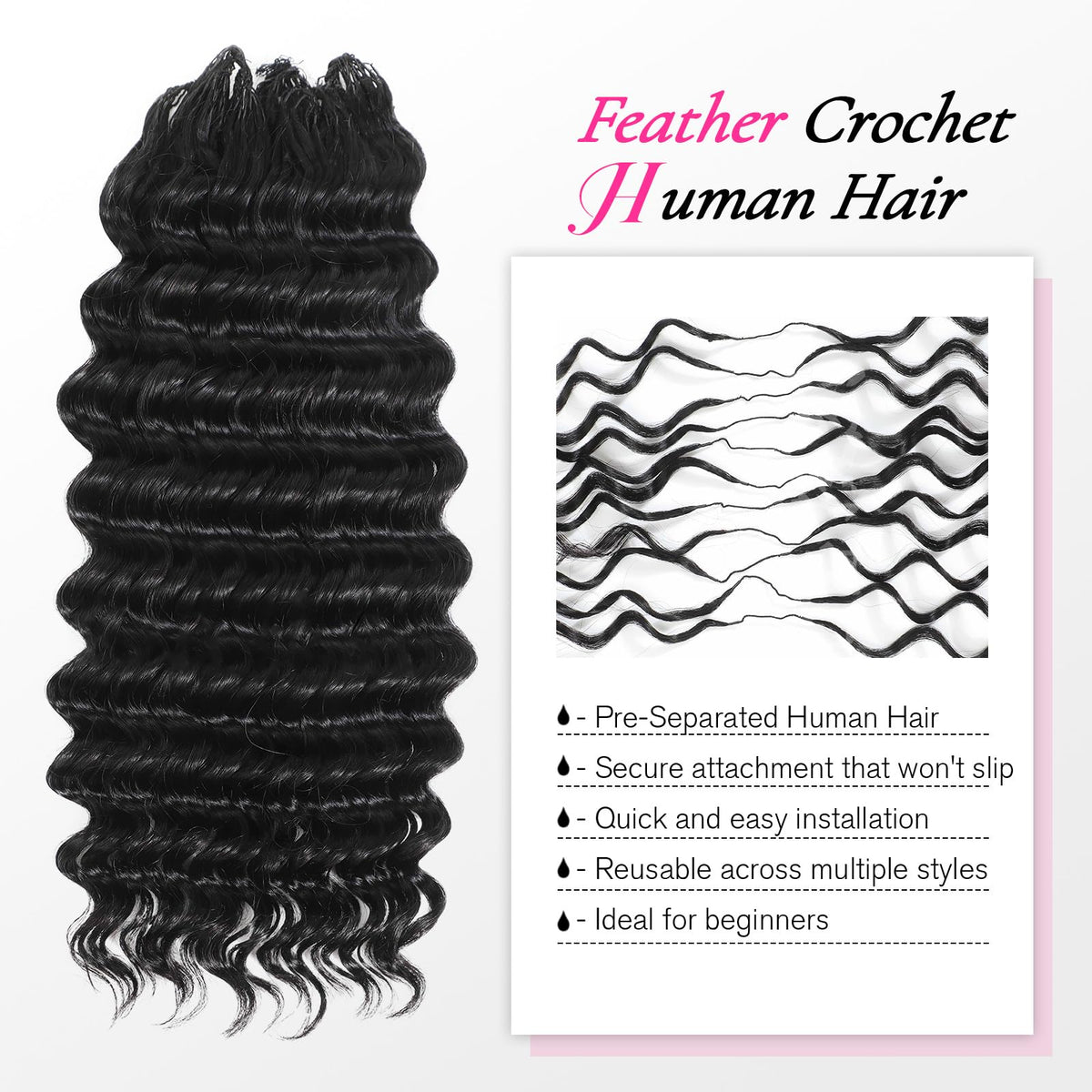 Urbeauty handcrafted feather-style crochet hair offers lightweight movement for all-day wear.