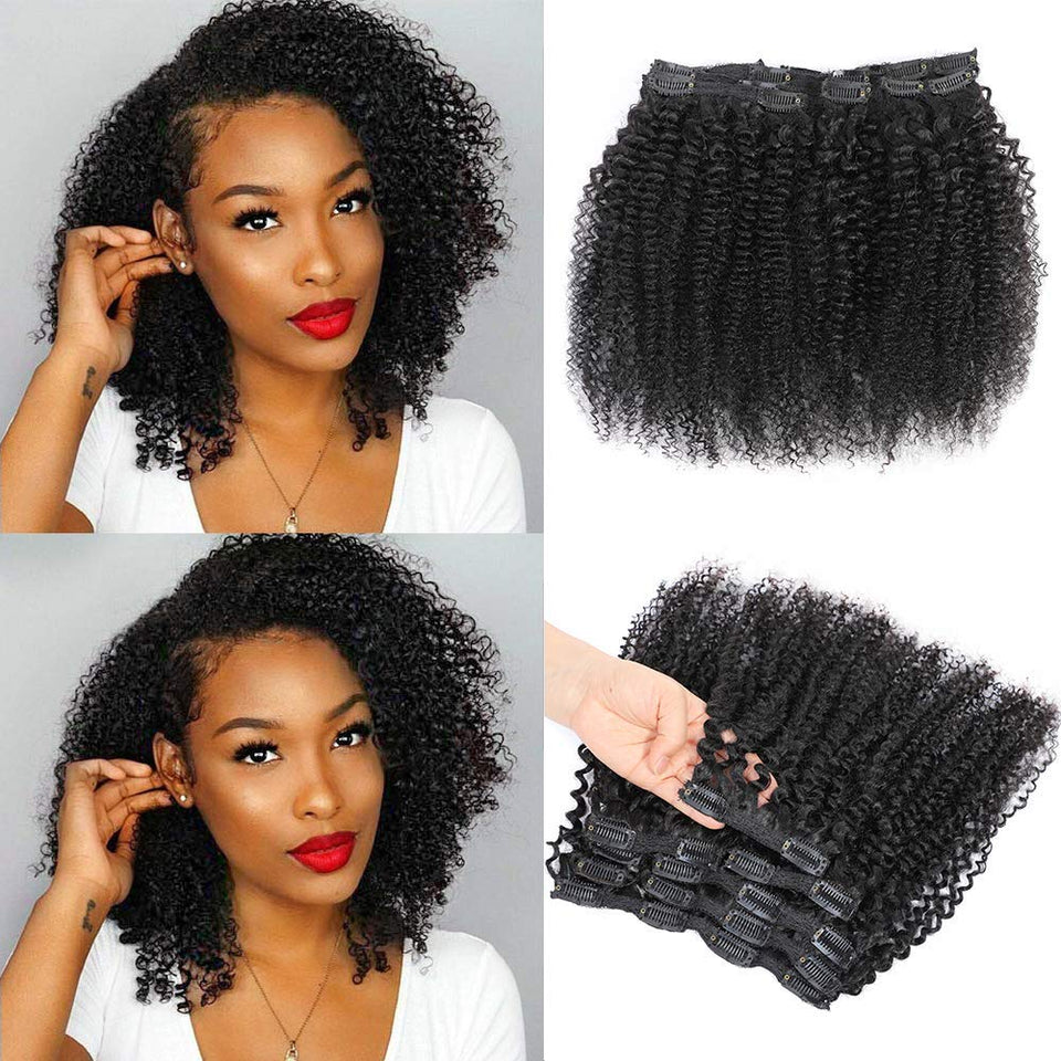 Urbeauty kinky curly clip-in extensions in natural black for easy volume