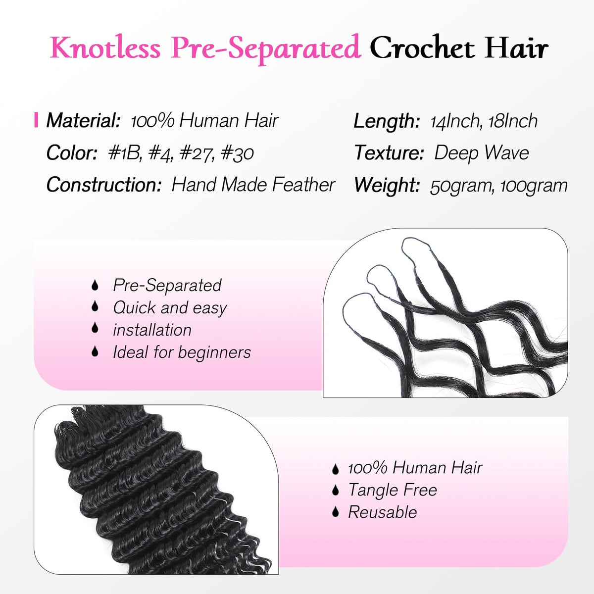 Urbeauty pre-separated knotless hair enables quick, beginner-friendly installation.