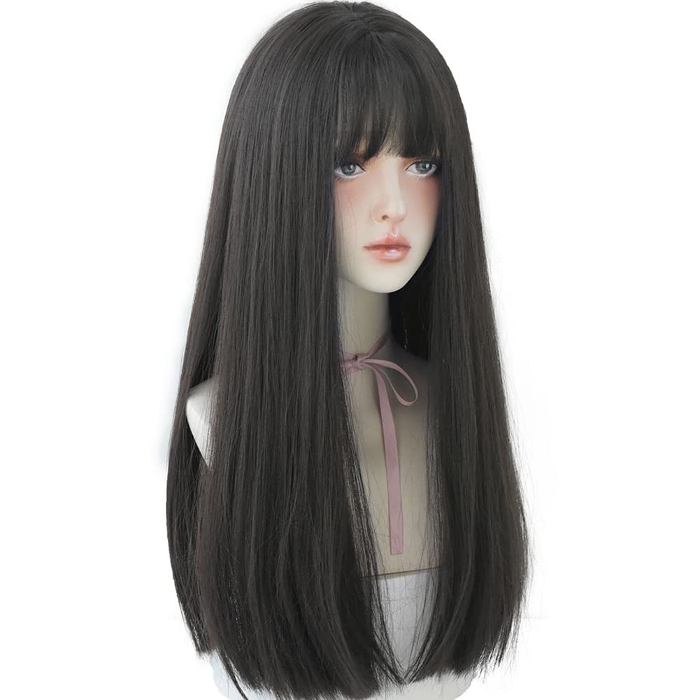 URCGTSA 22-inch wig with straight bangs for everyday style.