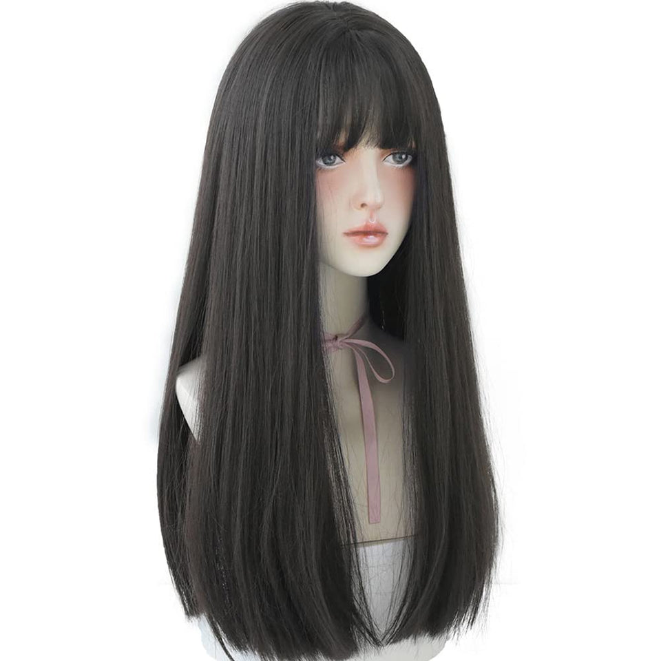 URCGTSA 22-inch wig with straight bangs for everyday style.