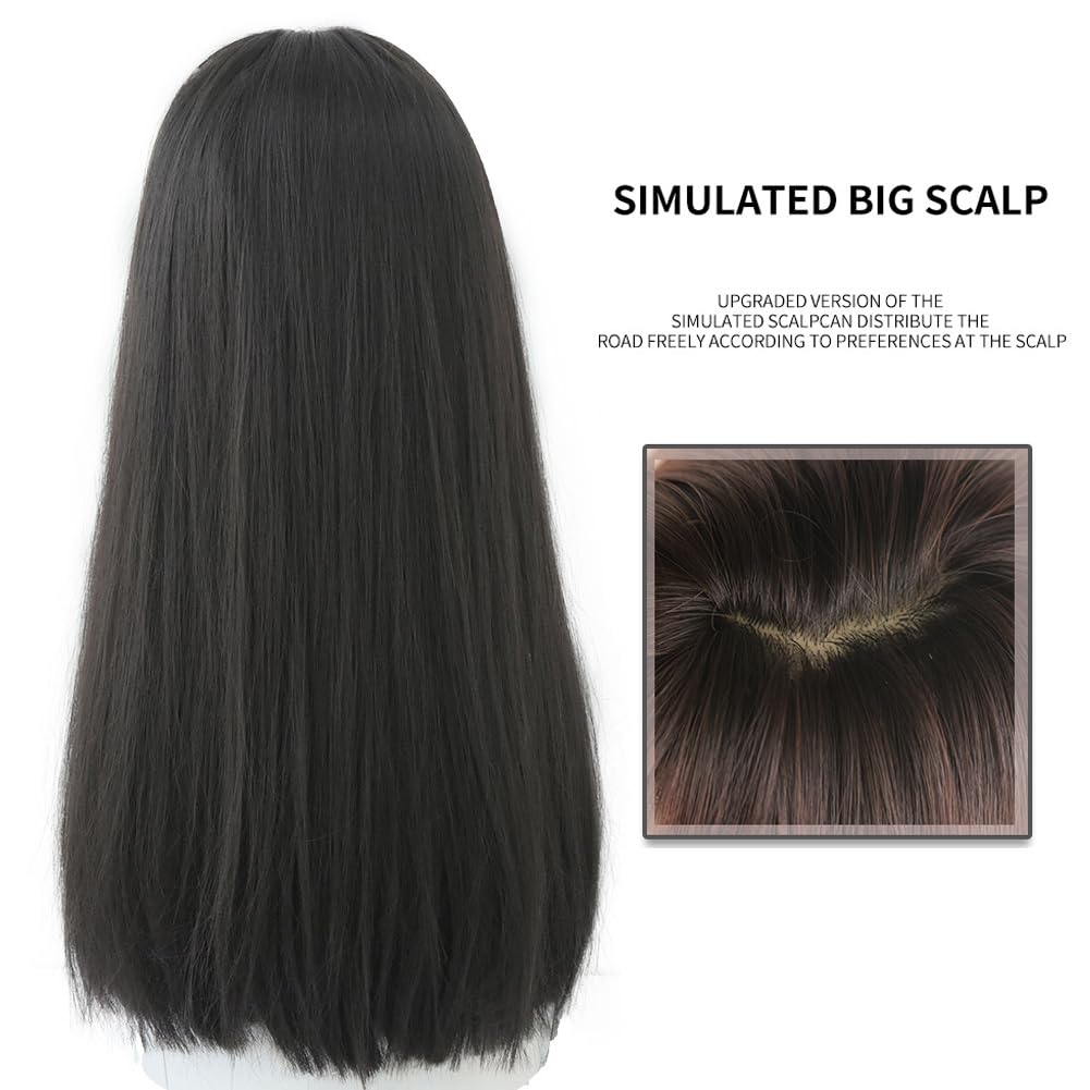 URCGTSA cosplay party wig in black brown for themed looks.